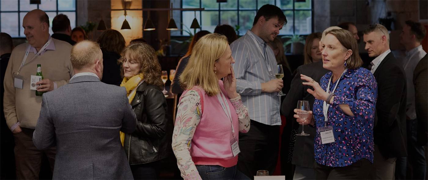 Calibre 100 members networking at a business event in Bath